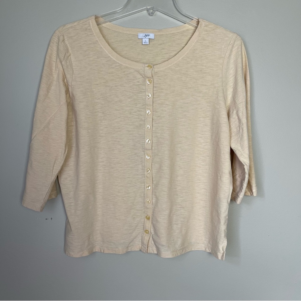 J.Jill Boxy Buttons Shirt Blouse Sleeves Tops Light Yellow Size L
